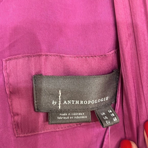 NWT Anthropologie Deep V purple mini dress - Picture 6 of 12